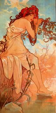 1896年夏パネル チェコのアールヌーボー独特のアルフォンス・ミュシャ Oil Paintings